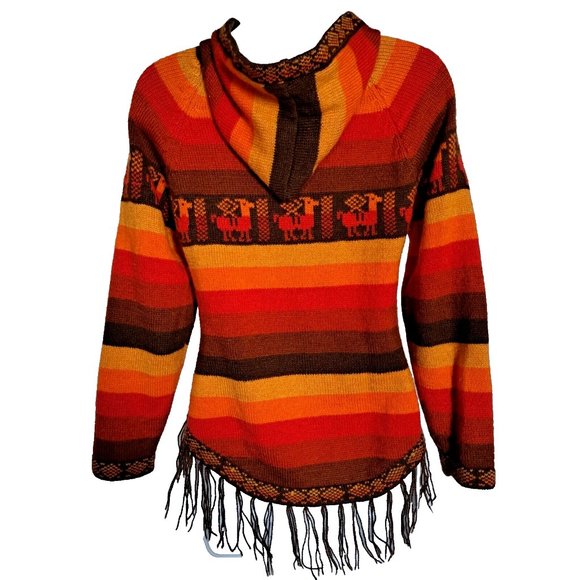 TJCO LOCO Peru ALPACA Sweater HOODIE Sz S - M UNIQUE COLORFUL STUNNING Like new - Picture 7 of 10